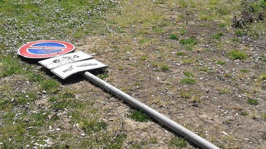 Il divieto di sosta è in mezzo all’aiuola