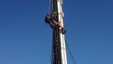 L'intervento sulla gru