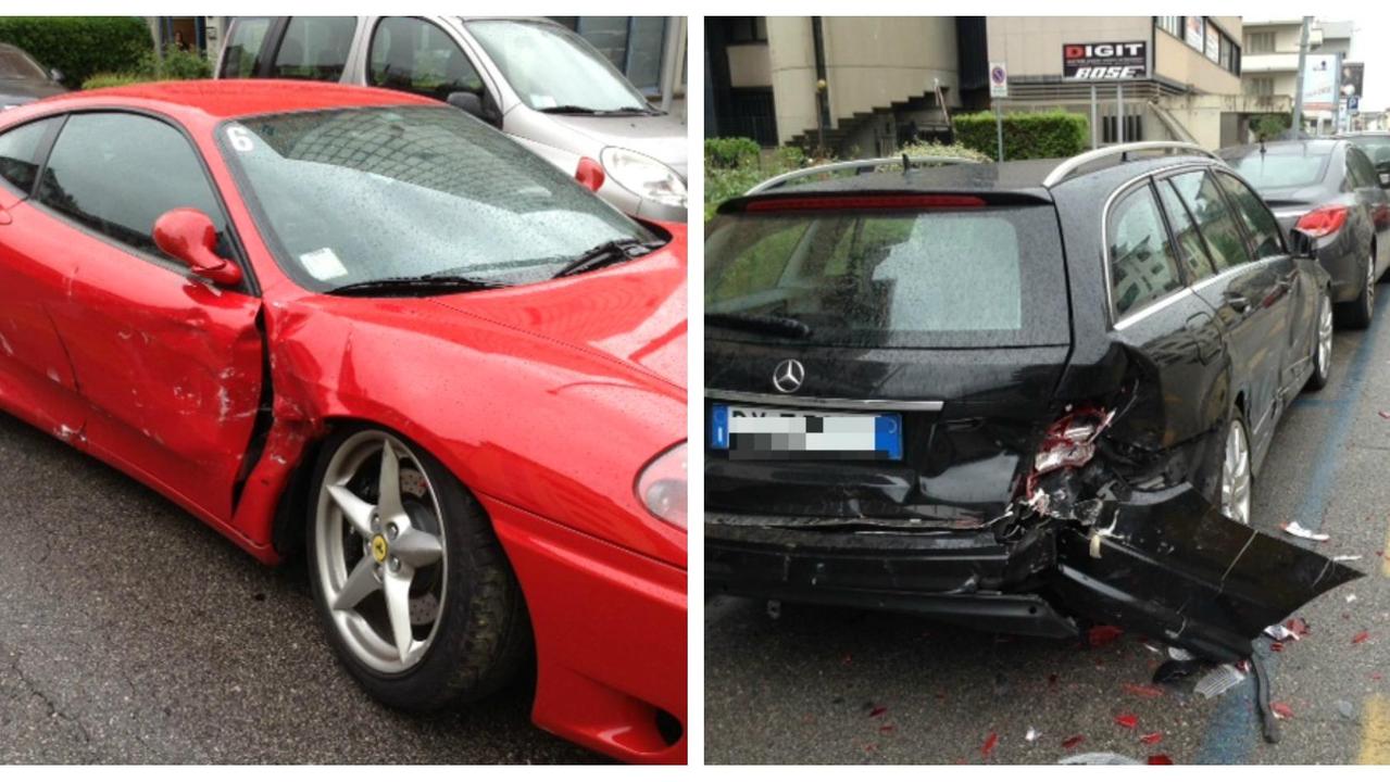 I danni alla Ferrari e a una Mercedes parcheggiata in via Ferrucci