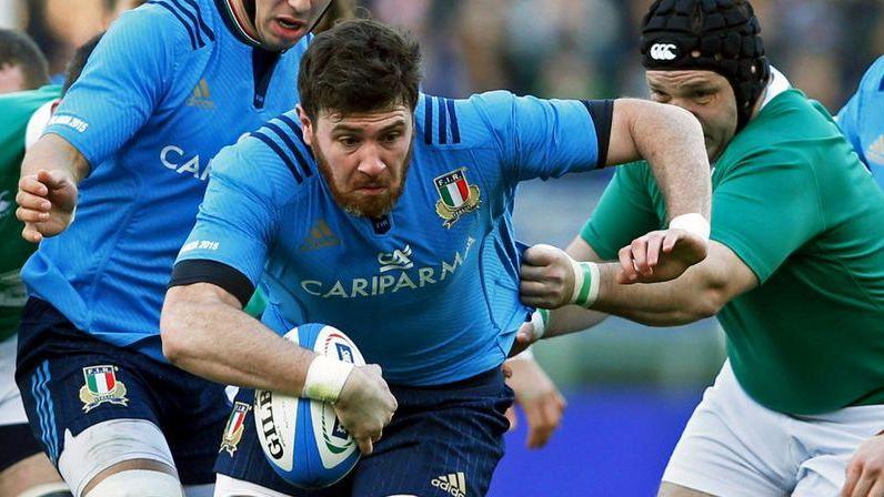 George Biagi in azione con la maglia della Nazionale di rugby