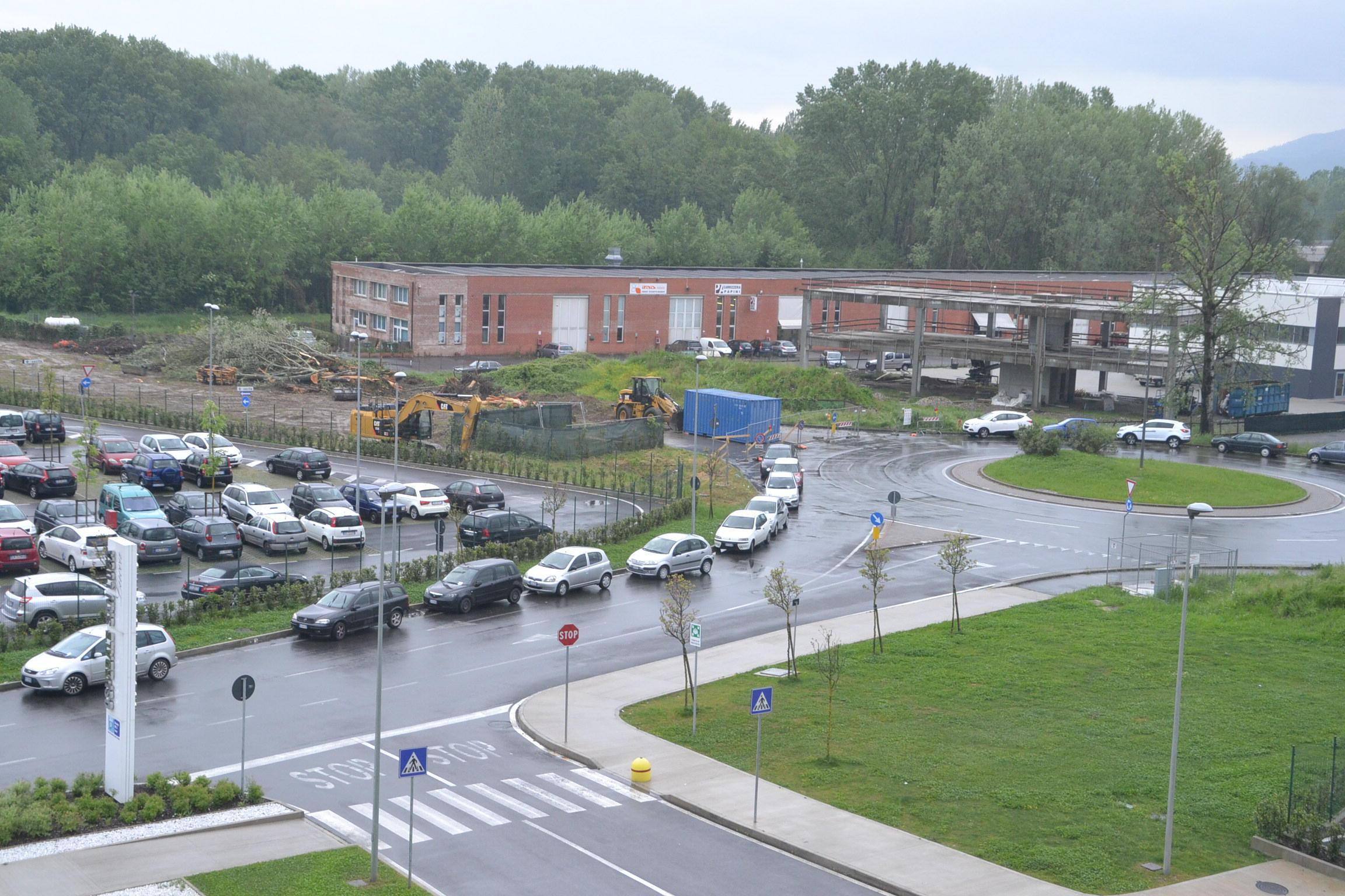 I lavori per la nuova strada che hanno sacrificato il boschetto