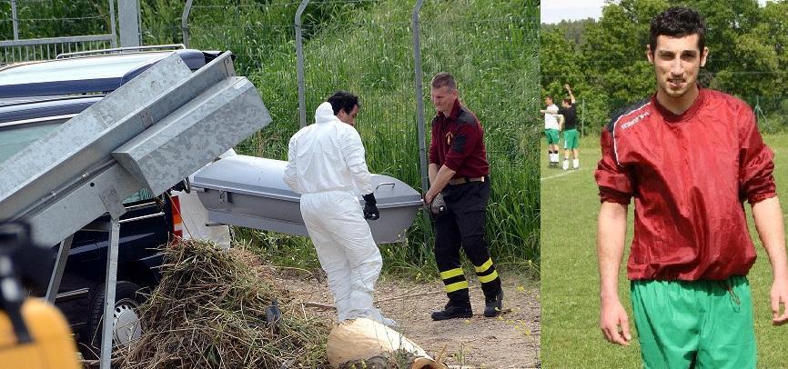 Il recupero del corpo nel canale San Martino (foto Bf) e a destra Mattia Ferrigno (foto da Facebook)