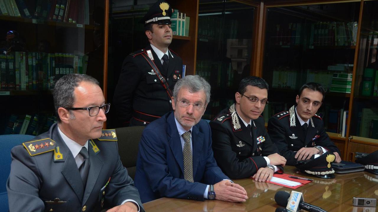 La conferenza stampa alla Procura di Oristano dopo gli arresti (foto Francesco Pinna)