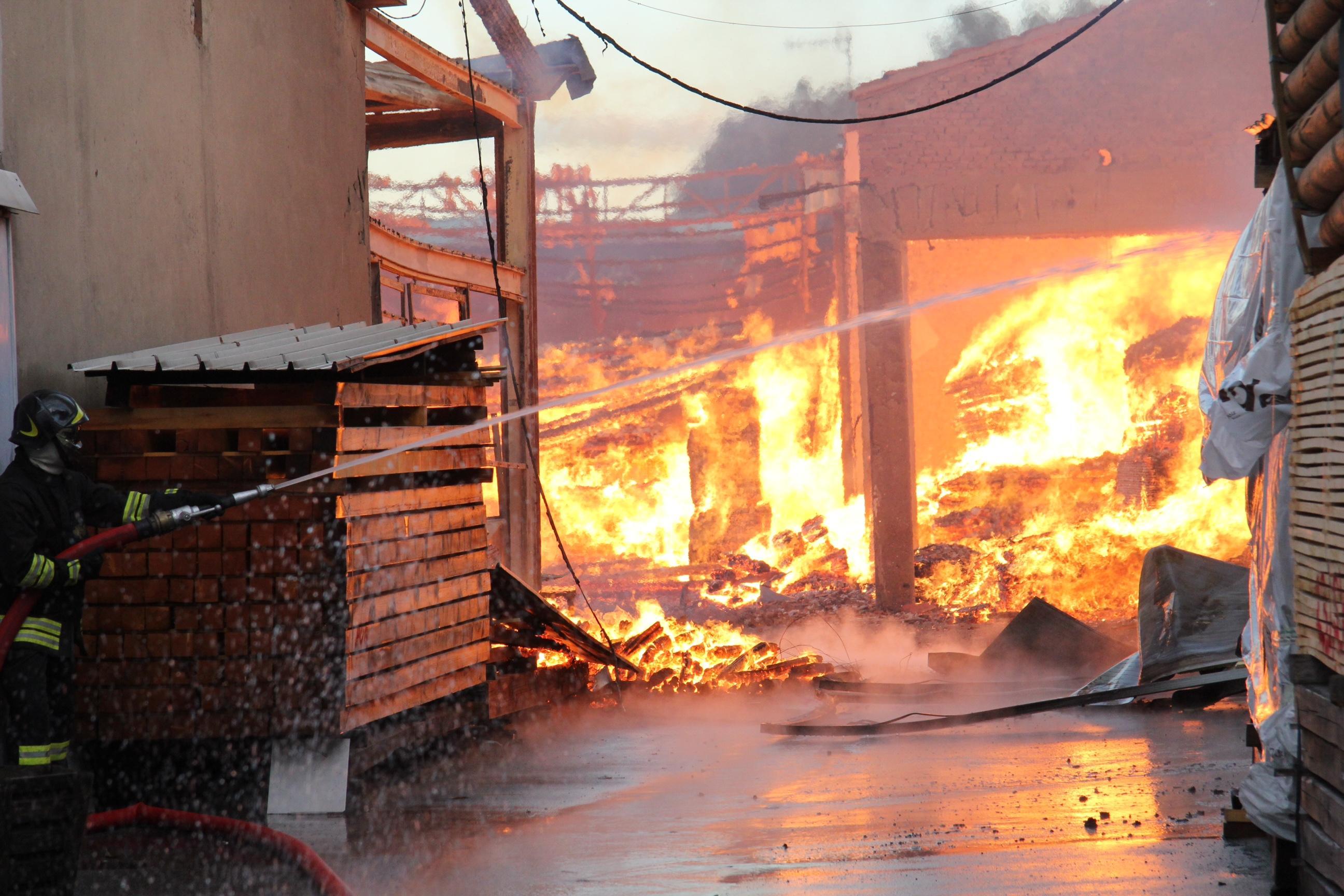 L'incendio che ha distrutto la Puggelli Legnami (foto Batavia)