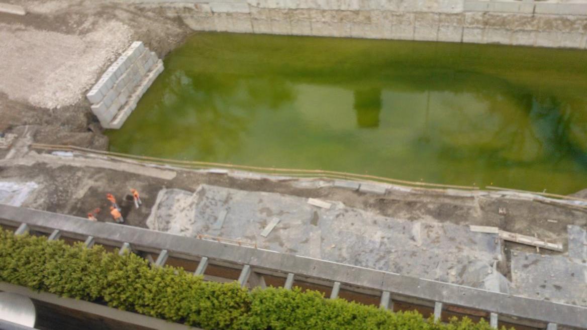 Piove e il park Vittoria diventa un lago verde