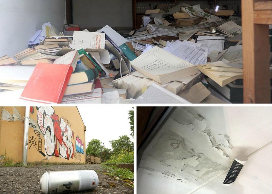 L’ex tribunale nell’oblio tra graffiti e infiltrazioni 