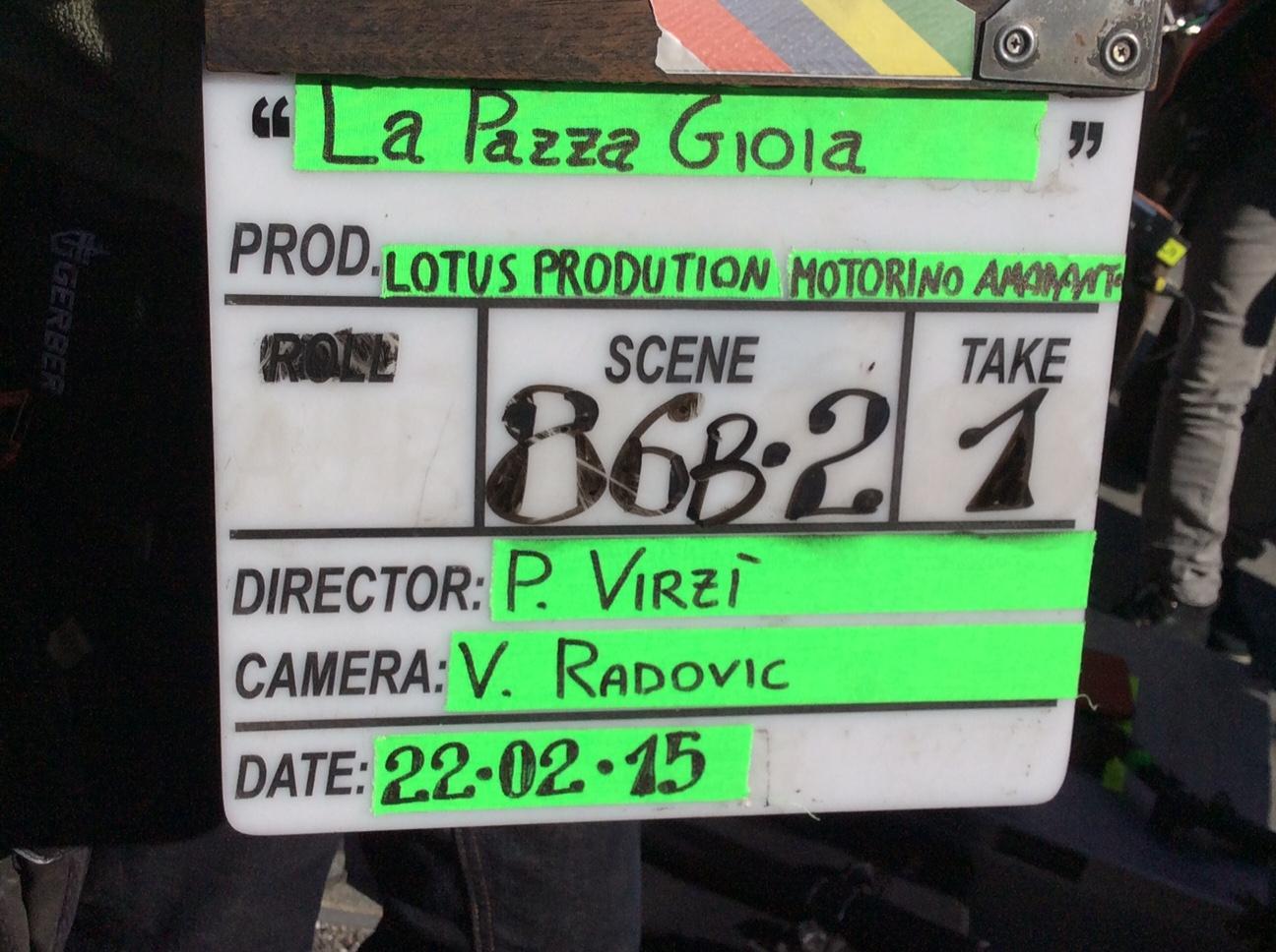 Il ciak di "La pazza gioia" che Paolo Virzì sta girando a Viareggio