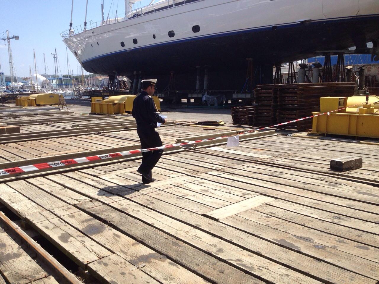 Il sequestro dello scalo della Perini da parte della Capitaneria di Porto