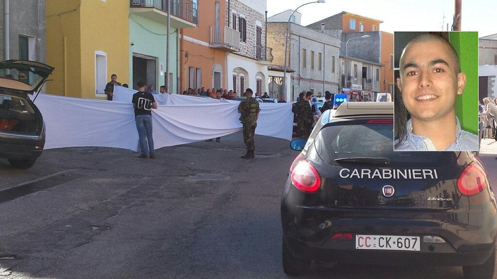 Il luogo dell'omicidio di Gianluca Monni (nel riquadro) a Orune