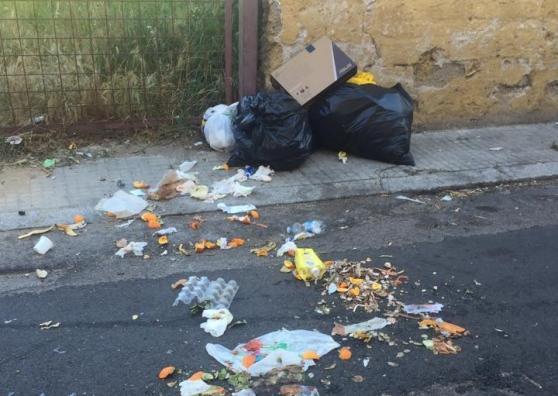Rifiuti sparsi per le strade di Olbia