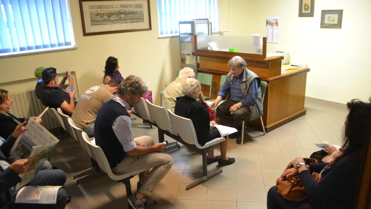 La sala d'attesa del Centro prelievi della casa di cura S. Zita (Vip)