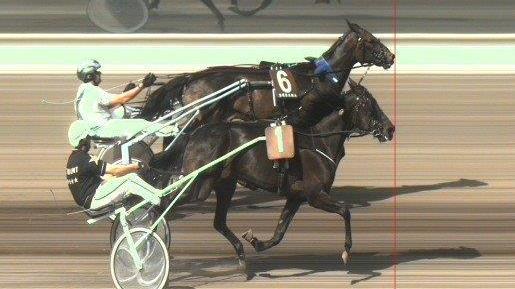 Fotofinish dell'arrivo della seconda corsa