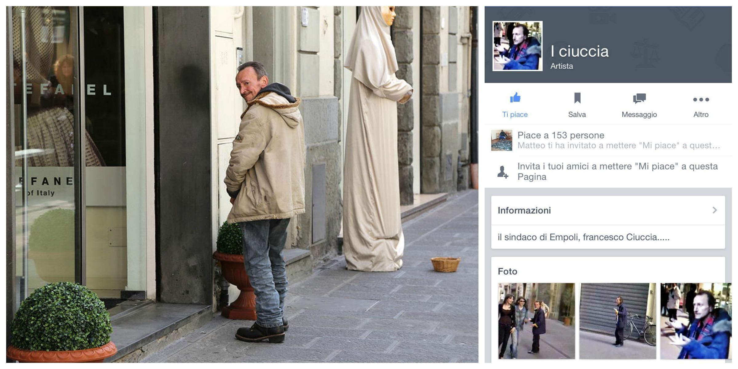Il Ciuccia in azione nel centro di Empoli e la "sua" pagina Facebook