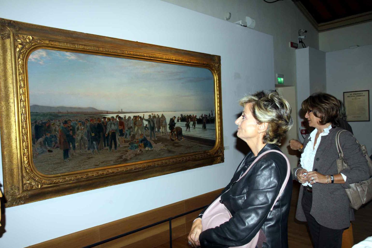 Visitatori al museo Fattori di Villa Mimbelli 