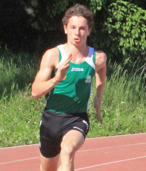 Filippo Tortu impegnato in una gara dei 100 metri