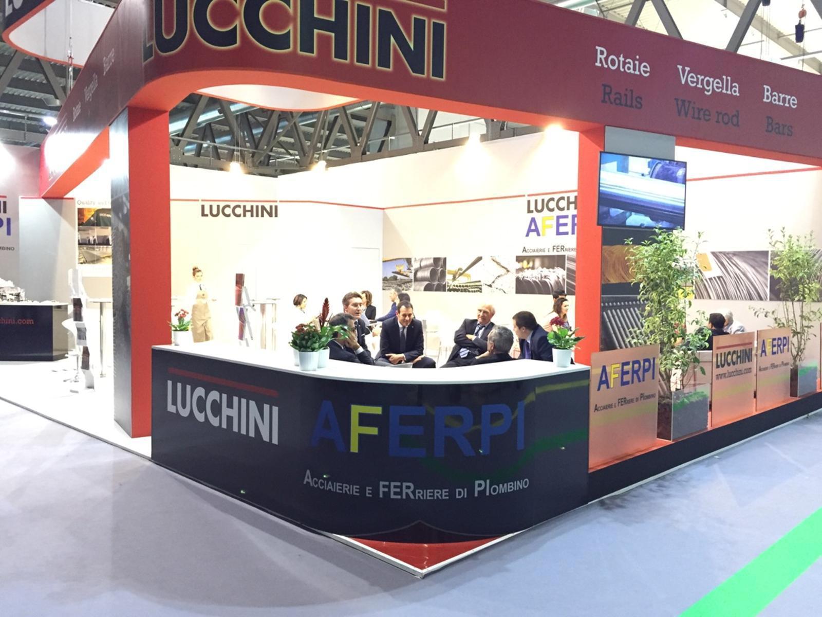 Il padiglione Lucchini a Made in Steel, dove ieri ha fatto la sua comparsa per la prima volta la sigla Aferpi 