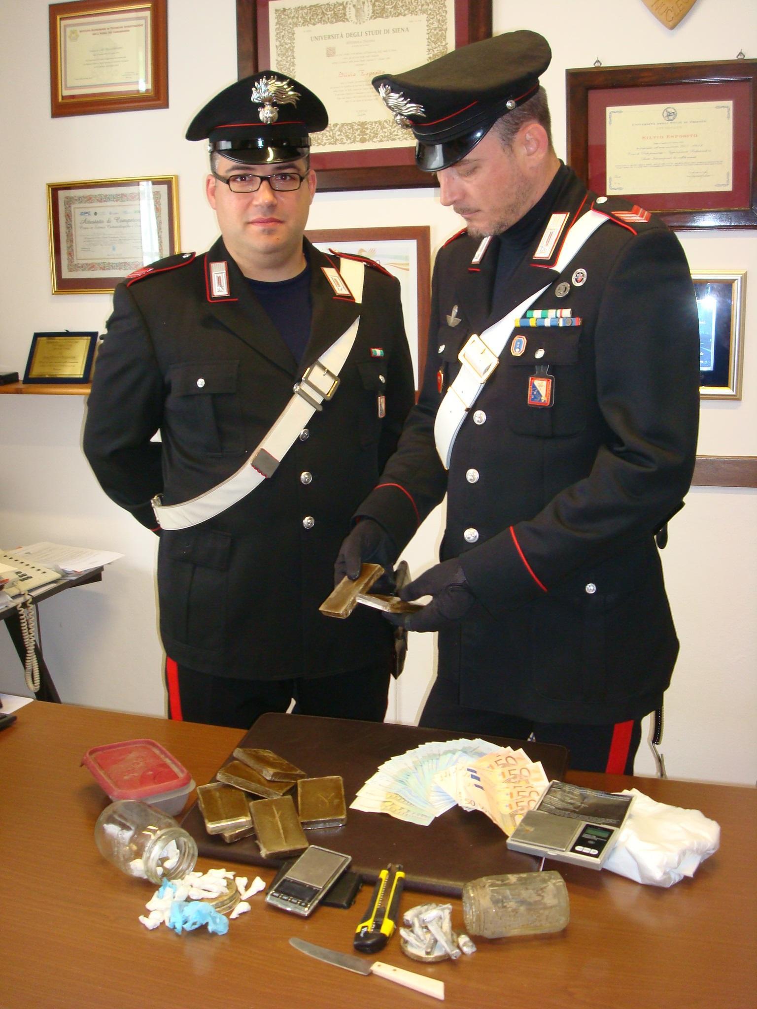 La droga sequestrata dai carabinieri