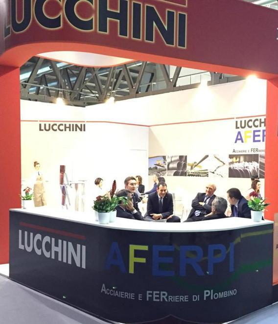 Il marchio Aferpi nel padiglione della Lucchini