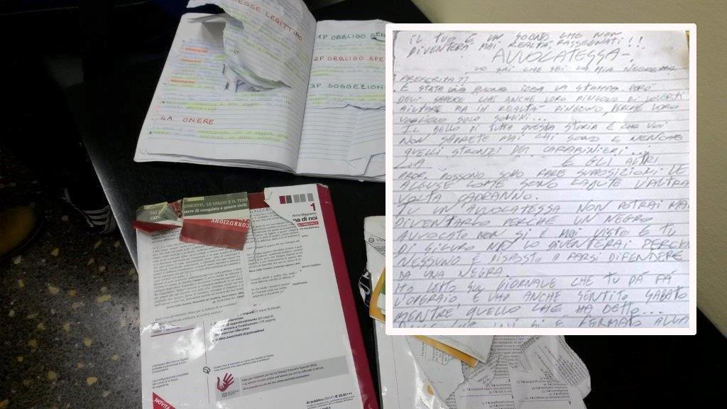 L'ultima lettera anonima recapitata alla studentessa senegalese