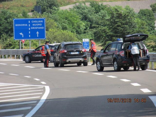 Un posto di blocco dei carabinieri a Bonorva
