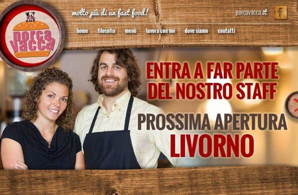 L'annuncio sul sito della catena "Porca Vacca"