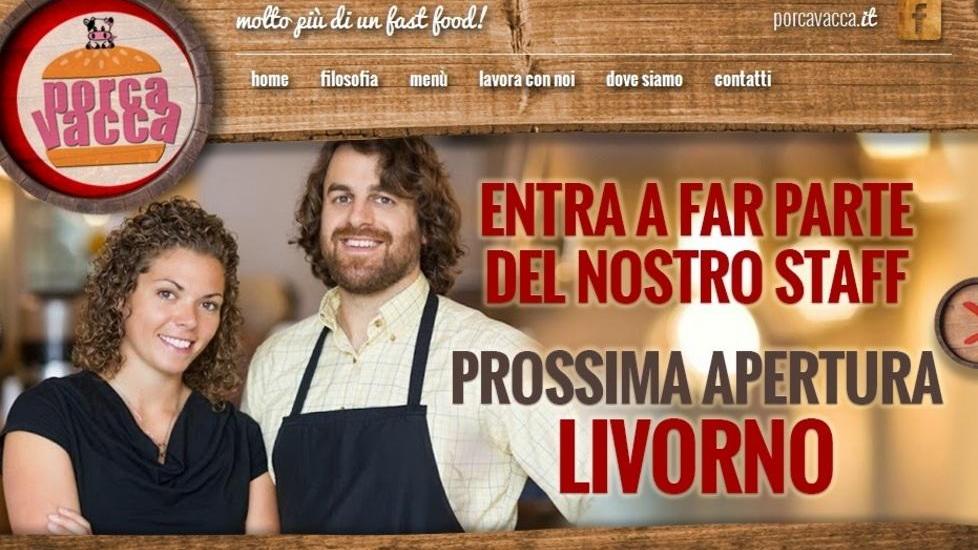 L'annuncio sul sito della catena "Porca Vacca"