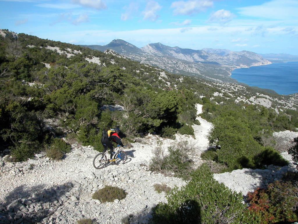Un ciclista immerso nel verde del Supramonte di Dorgali