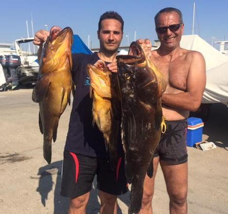 Tre cernie da 30 chili totali pescate in apnea alla Meloria