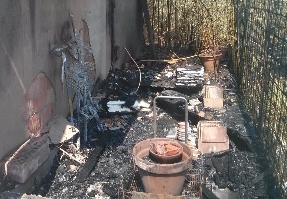 Ospitale, sterpaglie a fuoco Negozio di fiori danneggiato