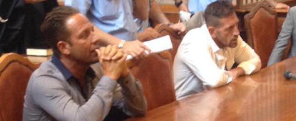 Andrea Polinti e Andrea Calloni durante la prima udienza del processo 
