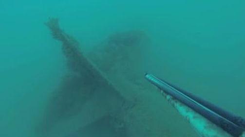 Il relitto di un caccia Re.2002 nelle acque di Corfù