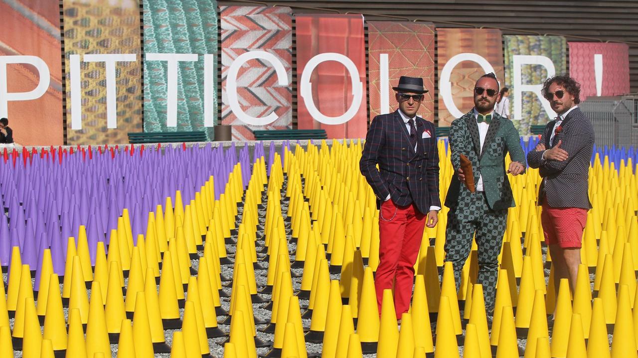 Un momento della prima giornata di Pitti Uomo a Firenze