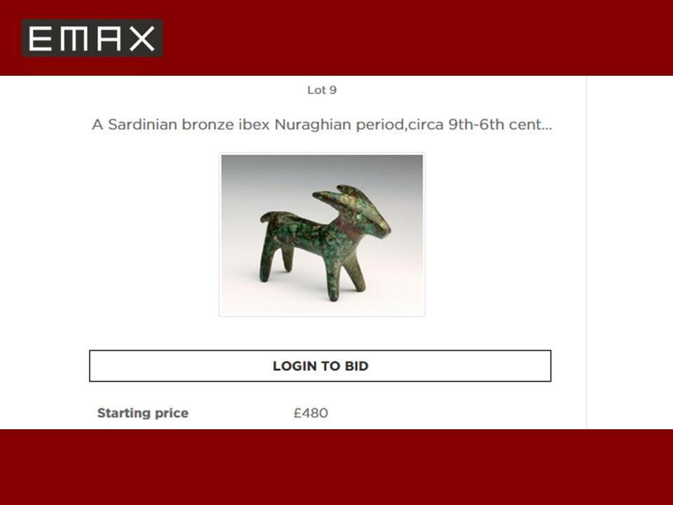 Uno dei bronzetti messi all'asta in una galleria di Londra