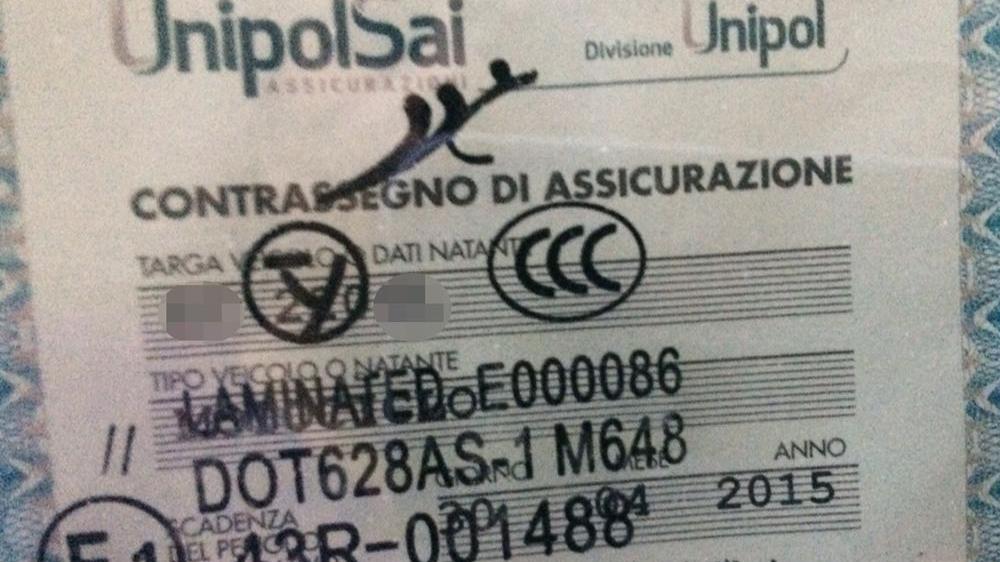 Uno dei contrassegni scaduti