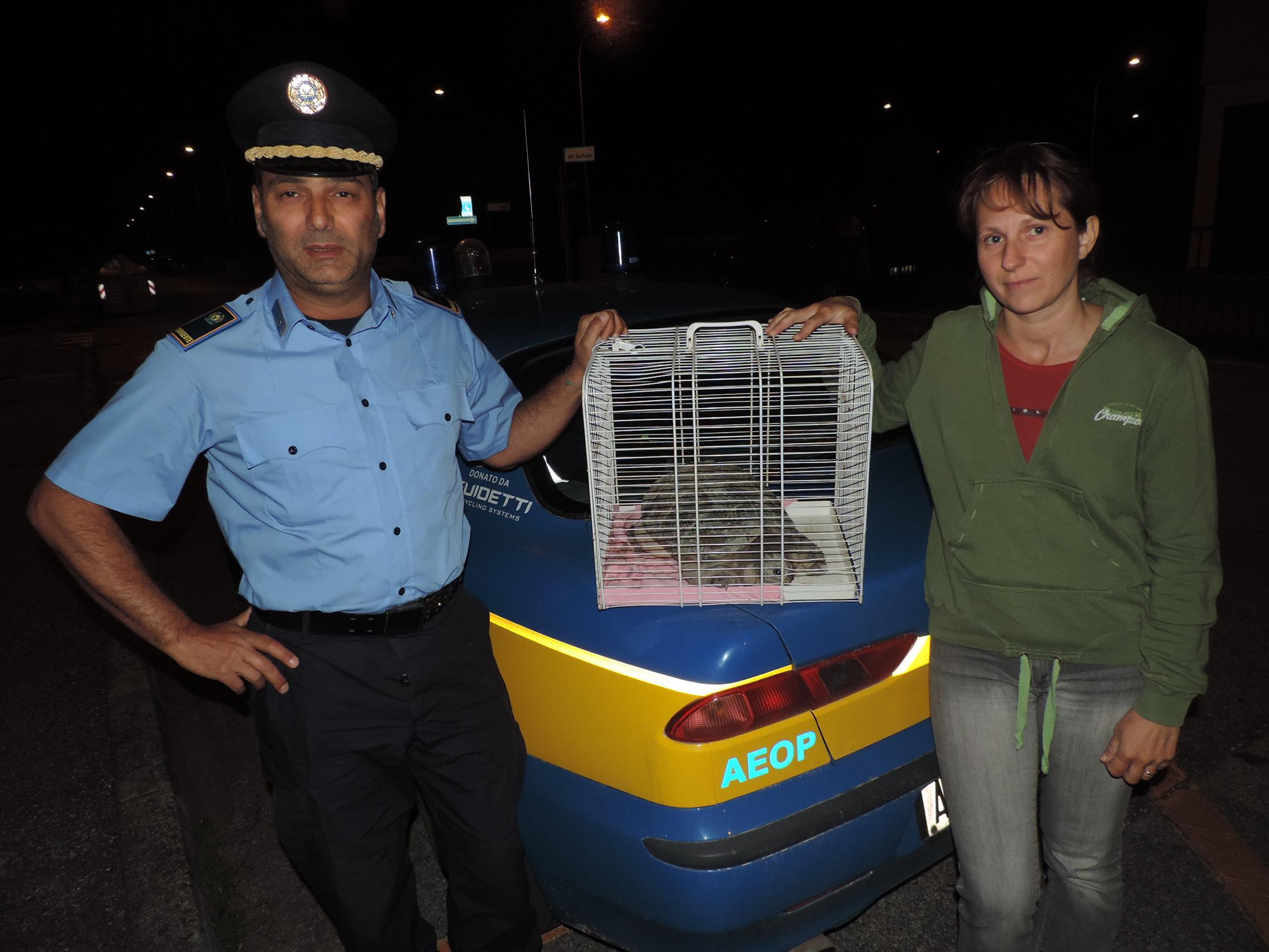 Il presidente Guardie A.E.O.P. Ferrara Vittorio Baccino e la volontaria E.N.P.A. Cento Lucia Ferioli