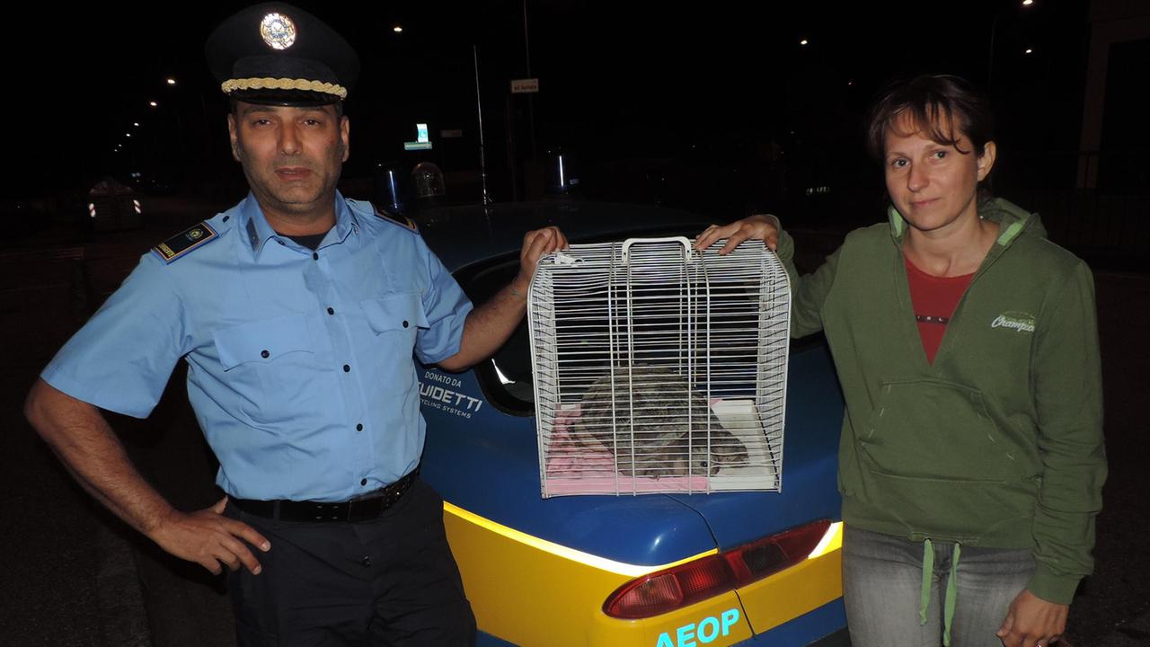 Il presidente Guardie A.E.O.P. Ferrara Vittorio Baccino e la volontaria E.N.P.A. Cento Lucia Ferioli