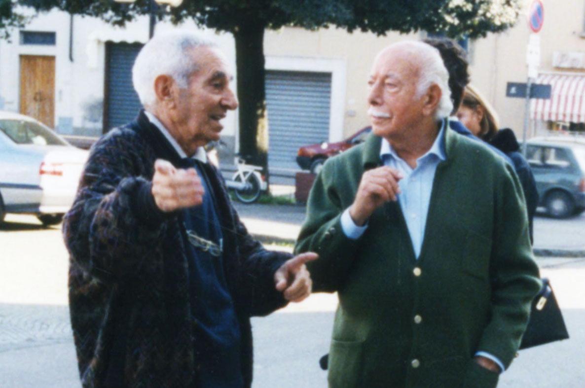 A sinistra Borghino Borghini e a destra Ernesto Calindri