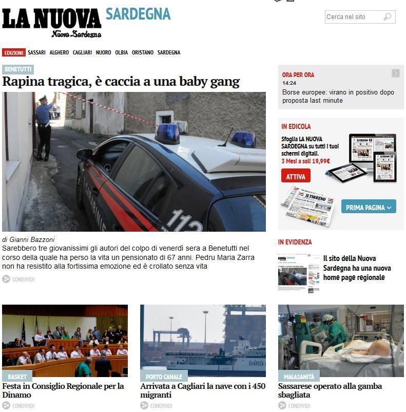 Il sito della Nuova Sardegna ha una nuova home page regionale