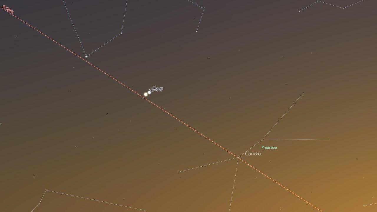 Particolare congiunzione fra Giove e Venere