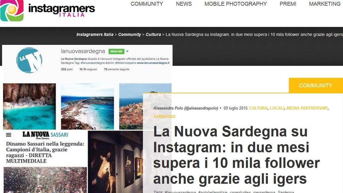 Igers Italia parla del boom su Instagram della Nuova Sardegna