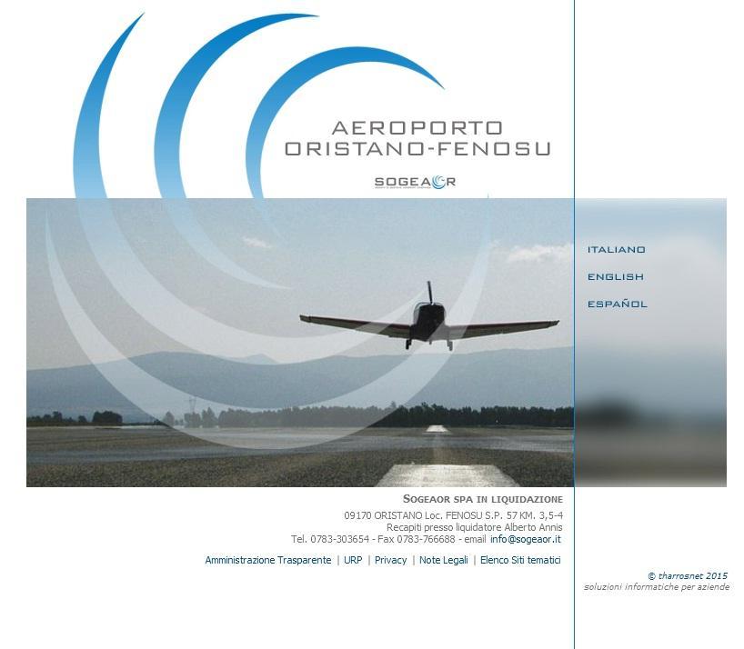 La home page del sito web della Sogeaor