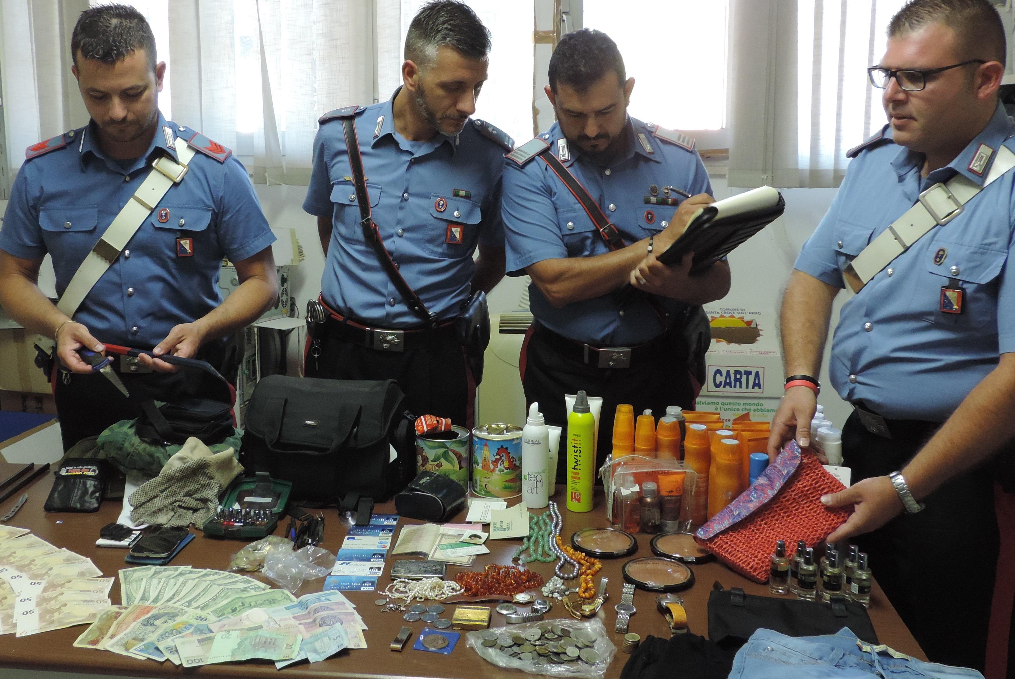 La refurtiva recuperata dai carabinieri
