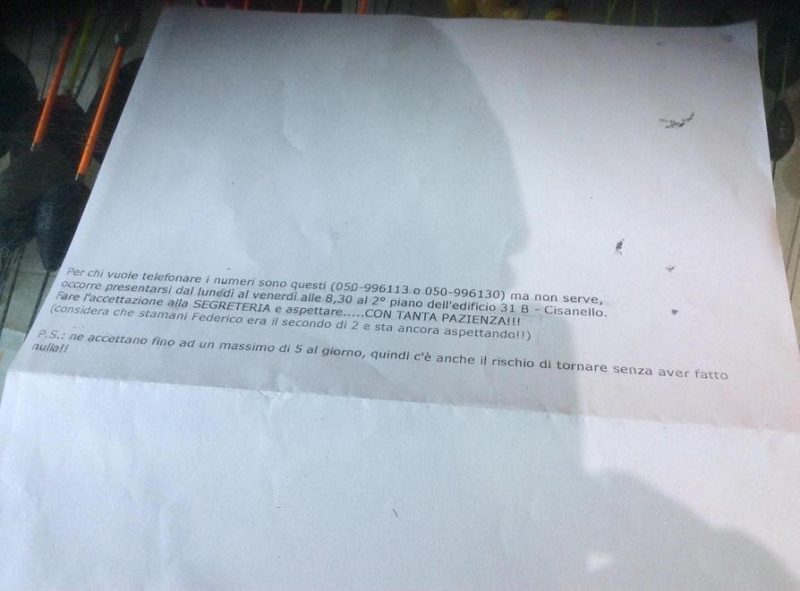 «Aspettare con tanta pazienza»: la risposta scritta del Cup dell’Asl 
