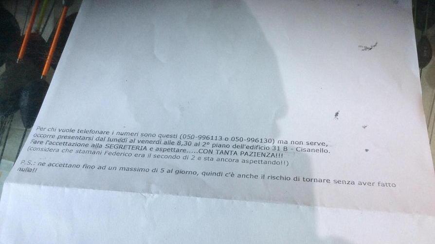 «Aspettare con tanta pazienza»: la risposta scritta del Cup dell’Asl