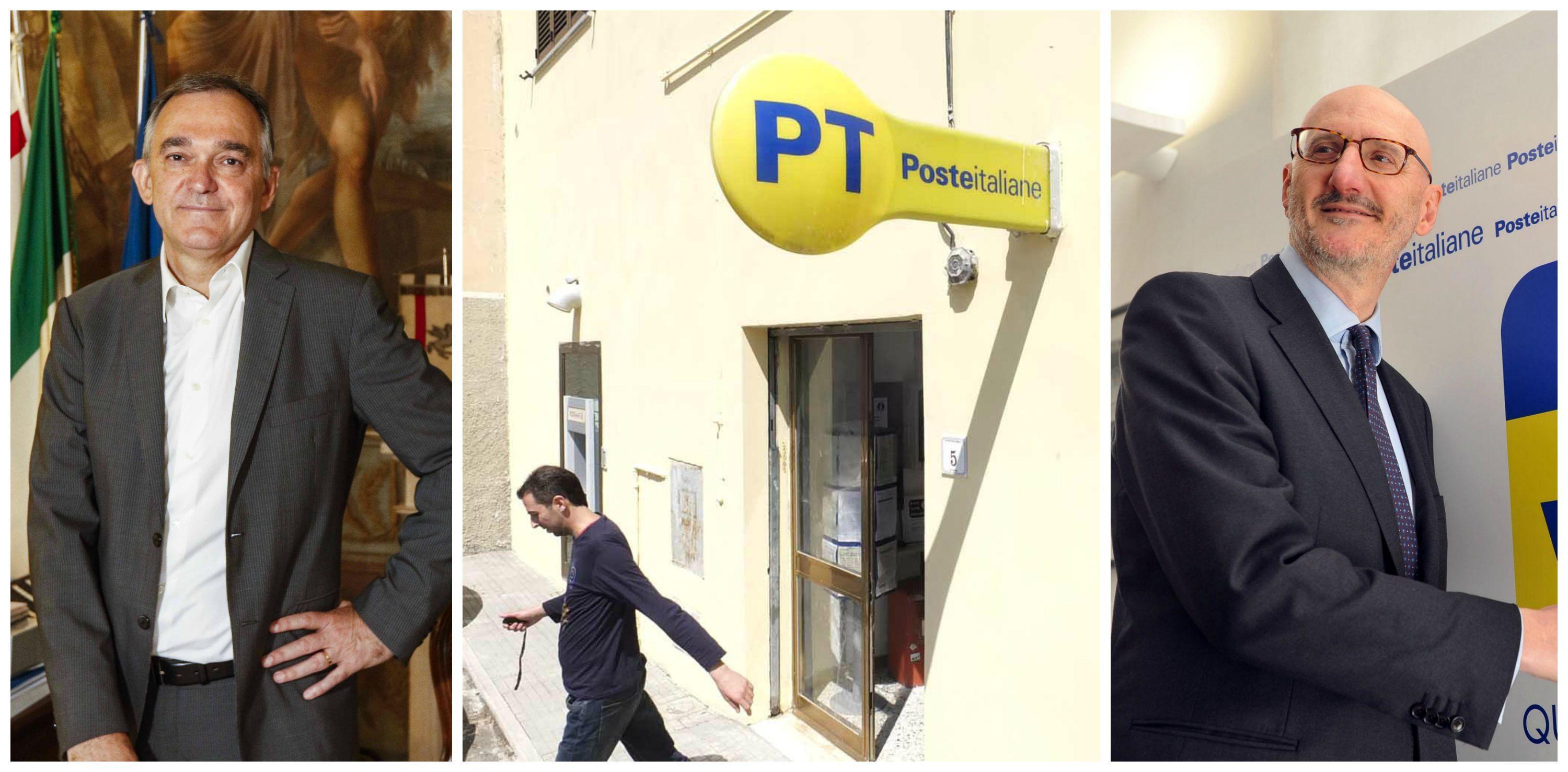 A sinistra il presidente della Regione, Enrico Rossi, a destra Francesco Caio, ad di Poste Italiane