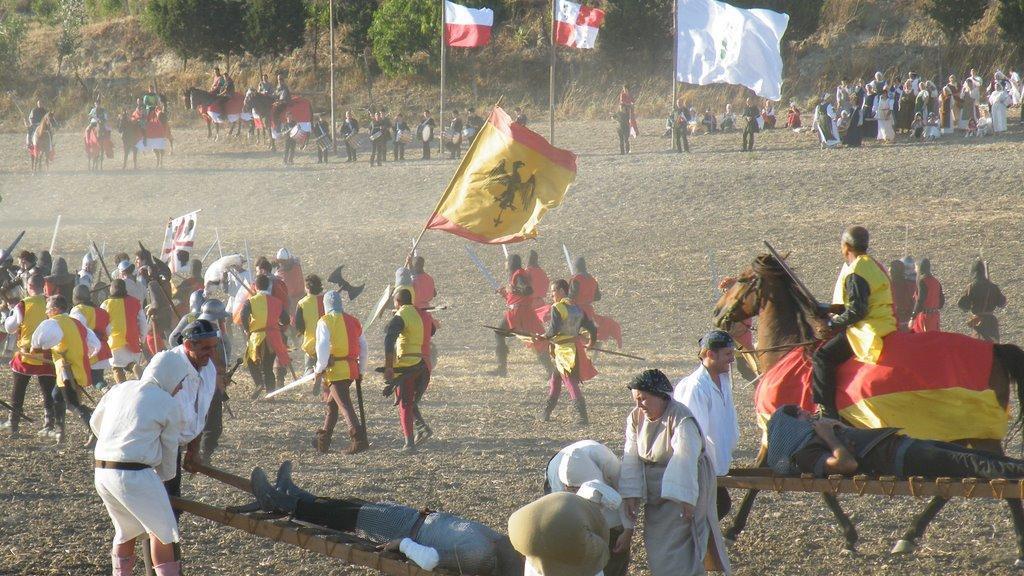 Un'immagine d'archivio della rievocazione storica della battaglia di Sanluri