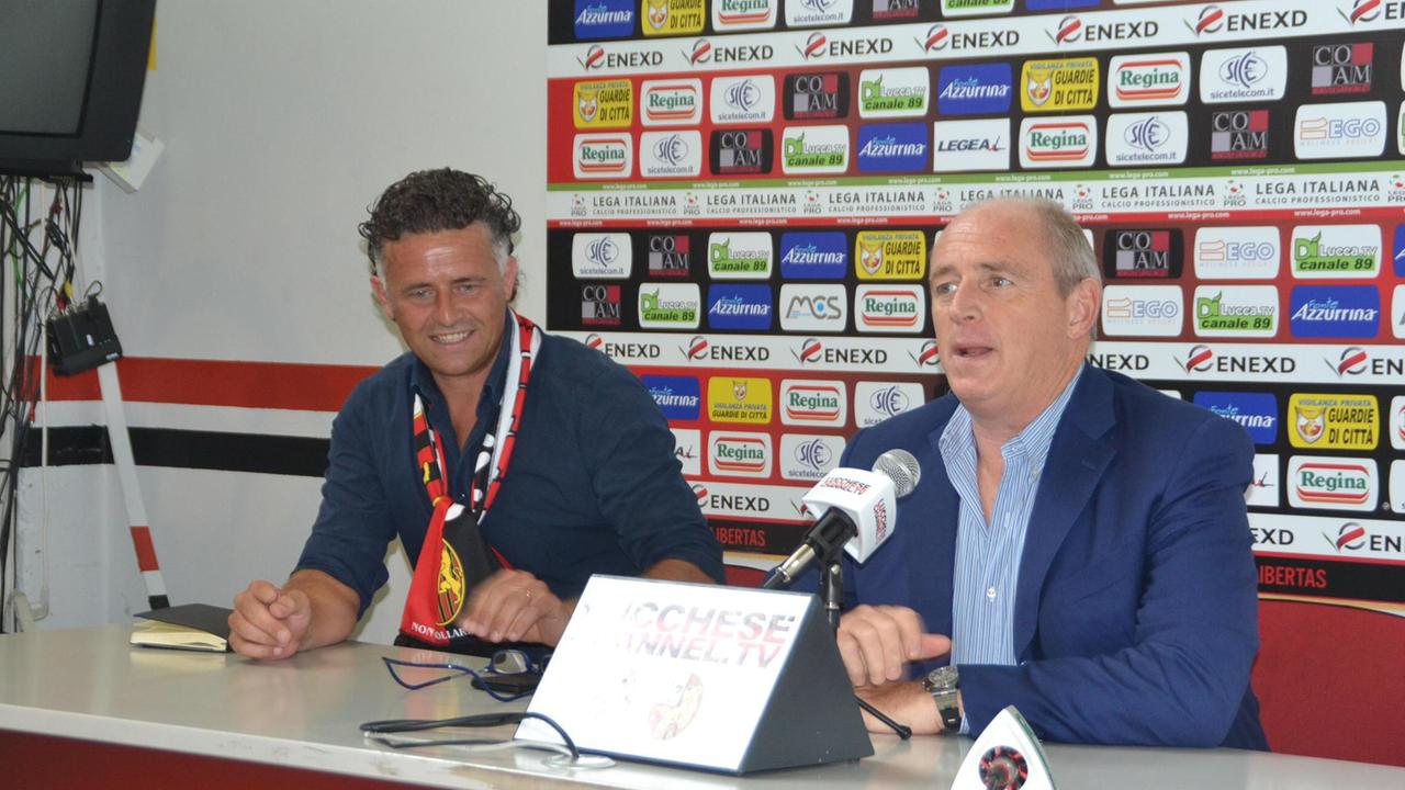Il presidente Andrea Bacci con il tecnico Francesco Baldini