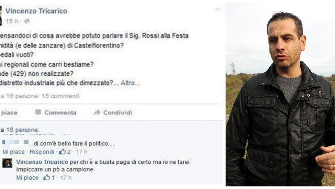 Il consigliere comunale Vincenzo Tricarico e il post su Facebook