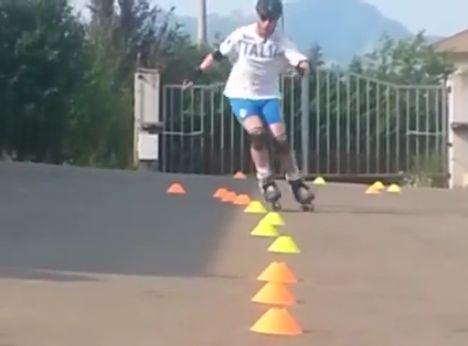 Giuliano Razzoli, lo slalom d'estate... si fa con i pattini