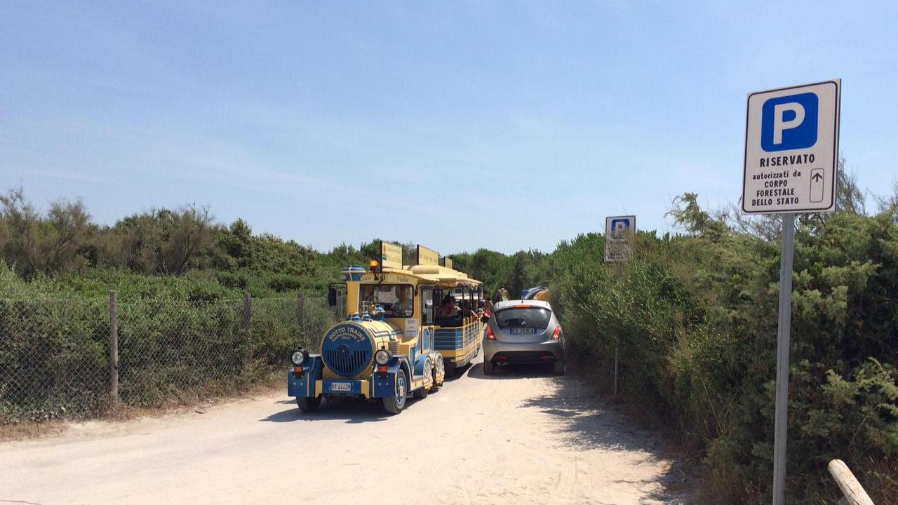 La strada demaniale che costeggia le Spiagge bianche